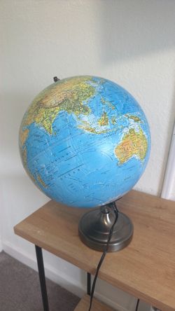 Illuminated World Globe on Metal Stand