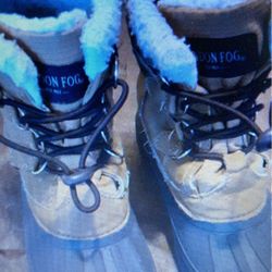 london fog winter leather kids boots size 1 us sherpa