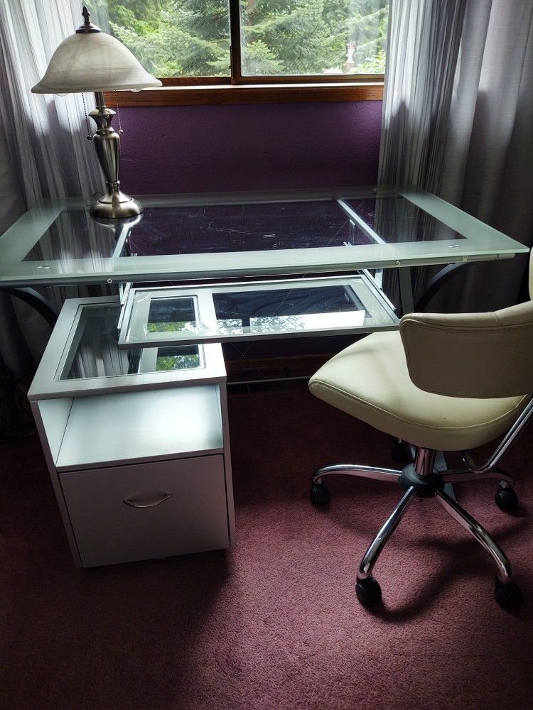 Desk, Chair, Lamp & Drawer