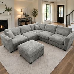 corduroy sectional sofa with ottoman