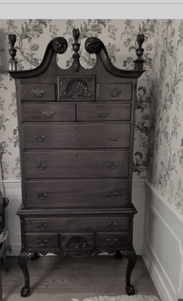 1930s Chippendale Style Mahogany Highboy Dresser Newport Beach Estate Sale
