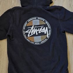 Authentic Stussy Reggae Dot Hooded Sweatshirt Hoodie Dark Grey Size M
