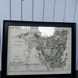 Map Of The Lands Of The Exodus Framed Wall Art Decor 