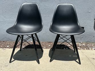 Pair Authentic Herman Miller Eames Chairs – Black DWR