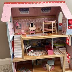 Doll House With Furniture and Dolls