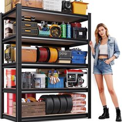 71"H-35"W Garage Shelving-2050LBS 5 Tier Storage Shelves,Adjustable Heavy Duty Metal Shelving Unit and Storage Large Rack,Utility Steel Shelf For Shop