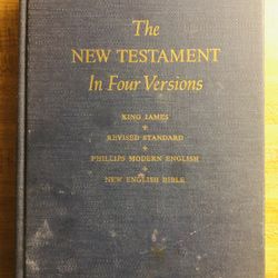 Vintage 1964 New Testament In Four Versions Bible KJV RSV NEB-Modern English-HC-GC