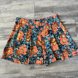 topshop orange floral flowy shorts womens size 6