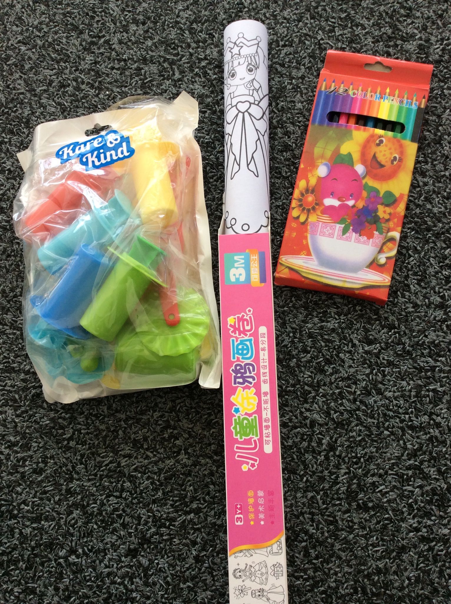 New Child Play-Dough Cutting Shapes & Colored Pencils & Coloring PagesALL Shown