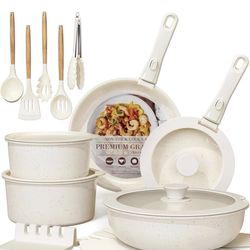 Astercook 21 Pcs Pots and Pans Set Non Stick, Ceramic Cookware