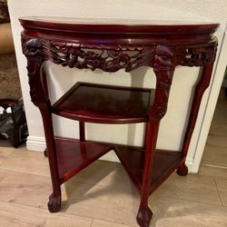 Chinese-style Hand-carved Rosewood Console Table with Marble Top