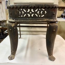 Antique Pierced Metal Fireplace Warming Stand