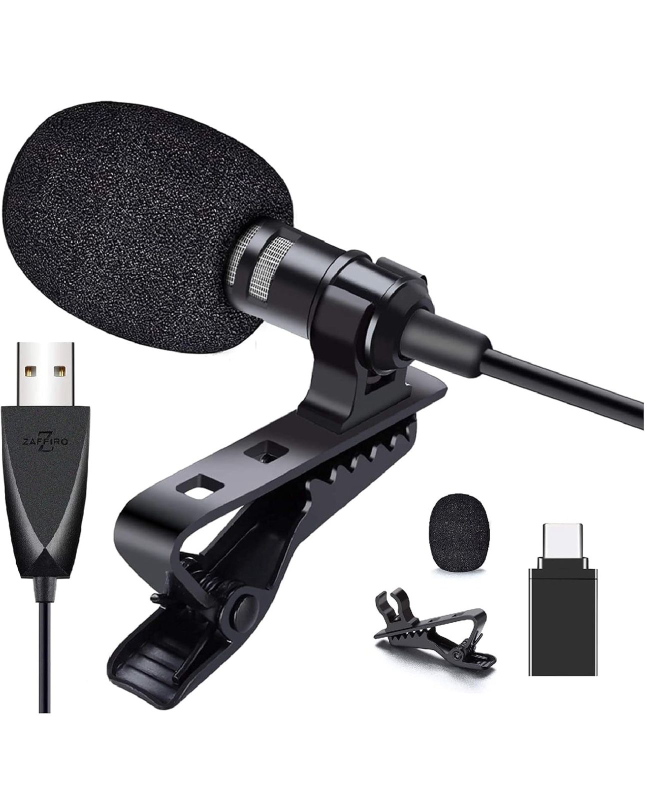 USB Lavalier Microphone, Clip-on USB Computer Microphone Plug & Play Omnidirectional Mic for PC, Laptop, Mac, PS4. Smartphone Perfect for Video Record