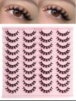20 Pairs Full Strip Lashes D Curl False Eyelashes Fluffy Faux Mink Lashes