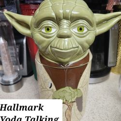 Hallmark Yoda Talking Cookie Jar 3 Phrases Star Wars Treat Jar 9.5"
