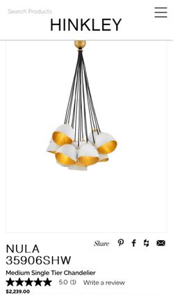 NEW (in box) Hinkley NULA 35906SHW Medium Single Tier Chandelier