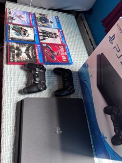 PS4 Slim 1TB Bundle + 2 Dualshock 4 Controllers & 6 Hit Games w/ Box