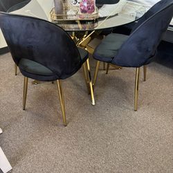 5pc black gold dining set