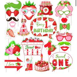 Berry First Birthday Photo Signs