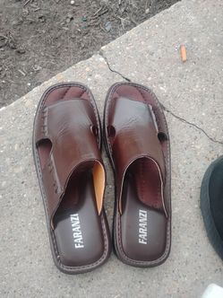 Faranzi Brown Leather Slide Sandals size mens 11