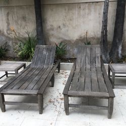 Kingsley Bates Teak Outdoor Patio Furniture Chaise Lounge Set 