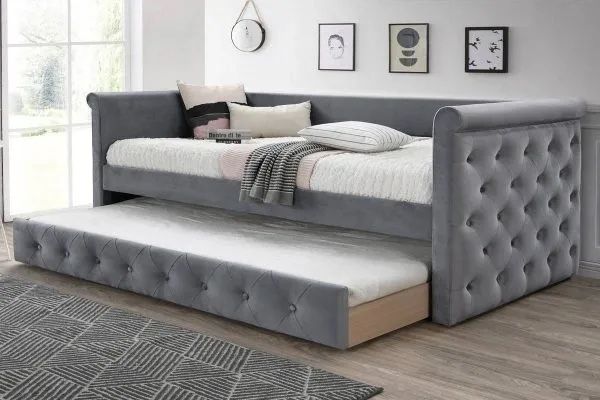 Super Sale ! Qiana Collection Day Bed w/ Slats + Trundle available in 3 colors. On Sale Now 398.00 Free Delivery 🚚