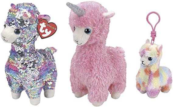 Ty Flippable Llama Unicorn Beanie Babies with Clip Plush Stuffed Animal Toys (6")