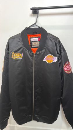Mitchell & Ness Los Angeles Lakers Lightweight Black Satin Bomber Jacket