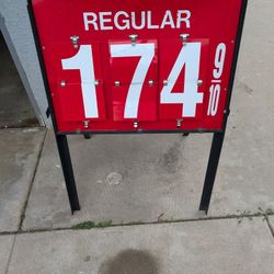 Vintage Standing Gas Station Sign Metal Flip Numbers 