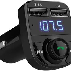 Handsfree Call Car Charger,Wireless Bluetooth FM Transmitter Radio Receiver,Mp3 Audio Music Adapter,Dual USB Port Compatible for All Smartphones,Samsu