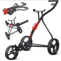 Golf Push Cart Aircraft-Grade 1step Folding Golf Cart Lightweight, Red 