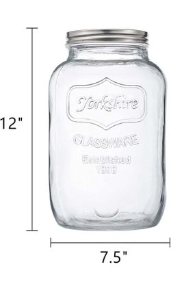 1 Gallons Mason Jar with Brushed Tin Lid, Large Glass Wide Mouth Canning Food Storage Containers for Kitchen Canning Cereal, Pasta, Sugar, Beans, Spic