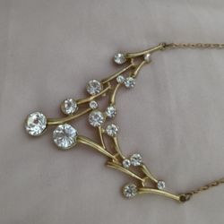 Gold Colored Clear Stone Custom Jewelry Women's Necklace