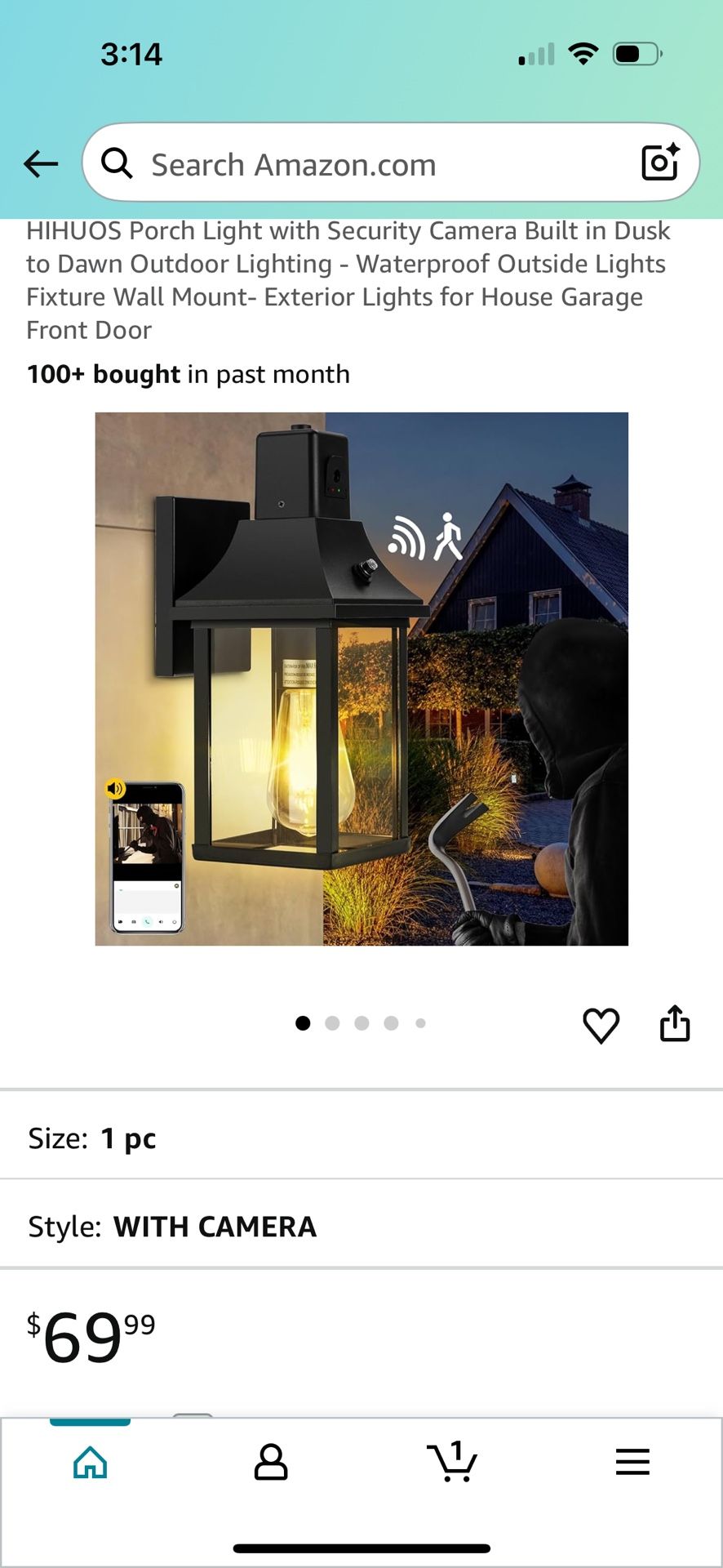 HIHUOS Porch Light with Security Camera