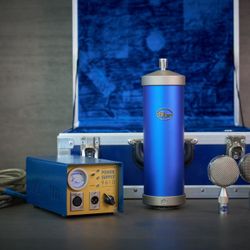 Rare Vintage Early Blue Bottle Tube Condenser Microphone Set