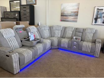 New power reclining sectional with USB charging Bluetooth and LED lights