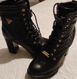 Guess Black Quilted Design High Boots $85.