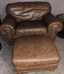 Leather Couch Big Chair And Ottoman