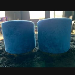 2 Small Blue Ottomans 