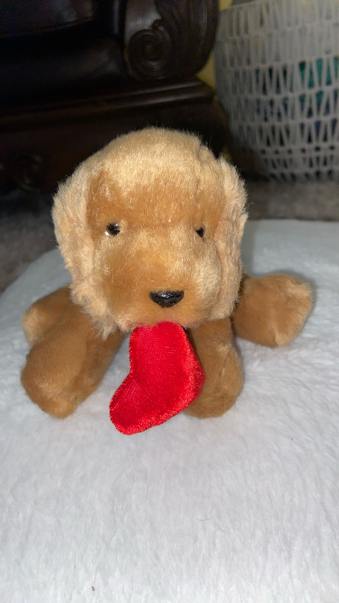 Vintage Russ Love Puppies Cocker Spaniel Heart Mouth Plush Stuffed Animal. 
