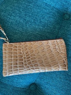 Faux leather wristlet