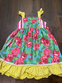 Girls yellow pink flower dress size 7 by adorable sweetness #9