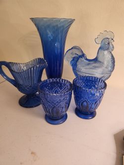 Blue glass vases and more