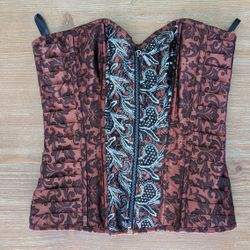 XL Copper And Silver Filigree Corset