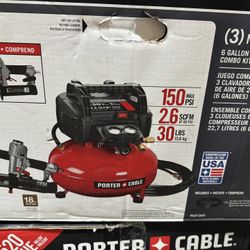 Porter-Cable 6 Gal. Portable Electric Air Compressor with 16-Gauge, 18-Gauge and 23-Gauge Nailer 3 Tool Combo Kit