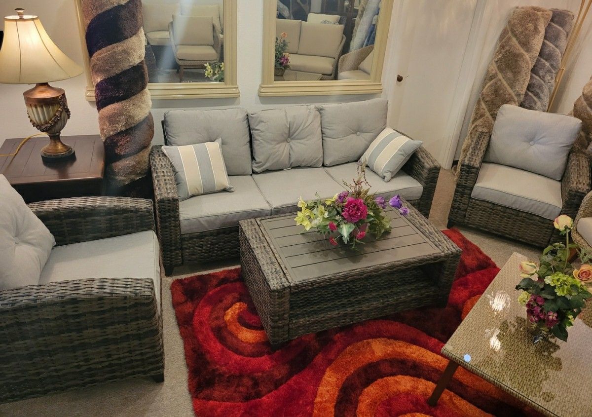 Outdoor Sofa + 2 Chairs + Ottoman (Patio)