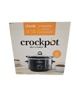 New Crockpot Slow Cooker 4 Quart – Black Oval, 3 Heat Settings, Classic Model