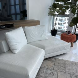 White Leather Italian Sofa