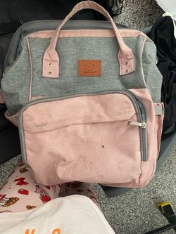 KeaBabies Diaper Bag Backpack Pink Gray