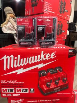 Milwaukee M18 M12 Rapid Charge Station & High Output XC5.0